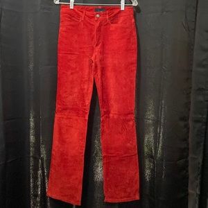 Red leather suede women pants